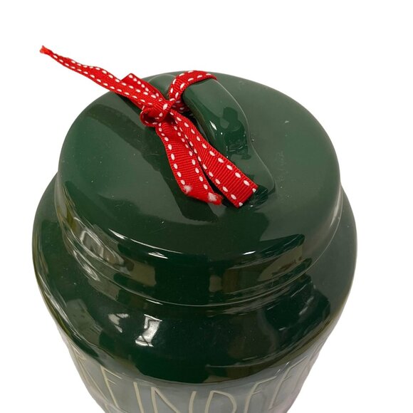 RAE Dunn REINDEER SNACKS Green Red Christmas Canister Artisan Collection 11x 5 - Picture 2 of 9